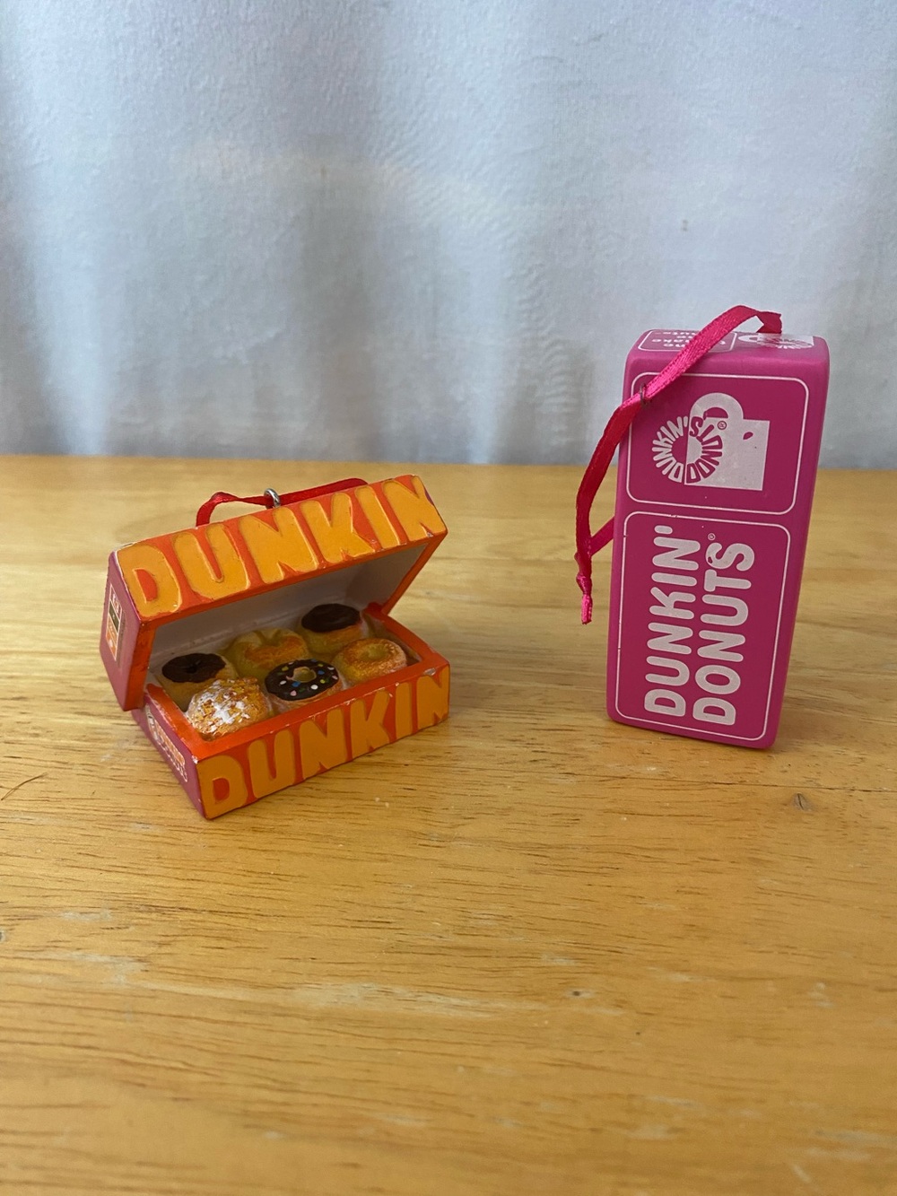 Dunkin' Donuts Pink and Orange Holiday Ornament Set